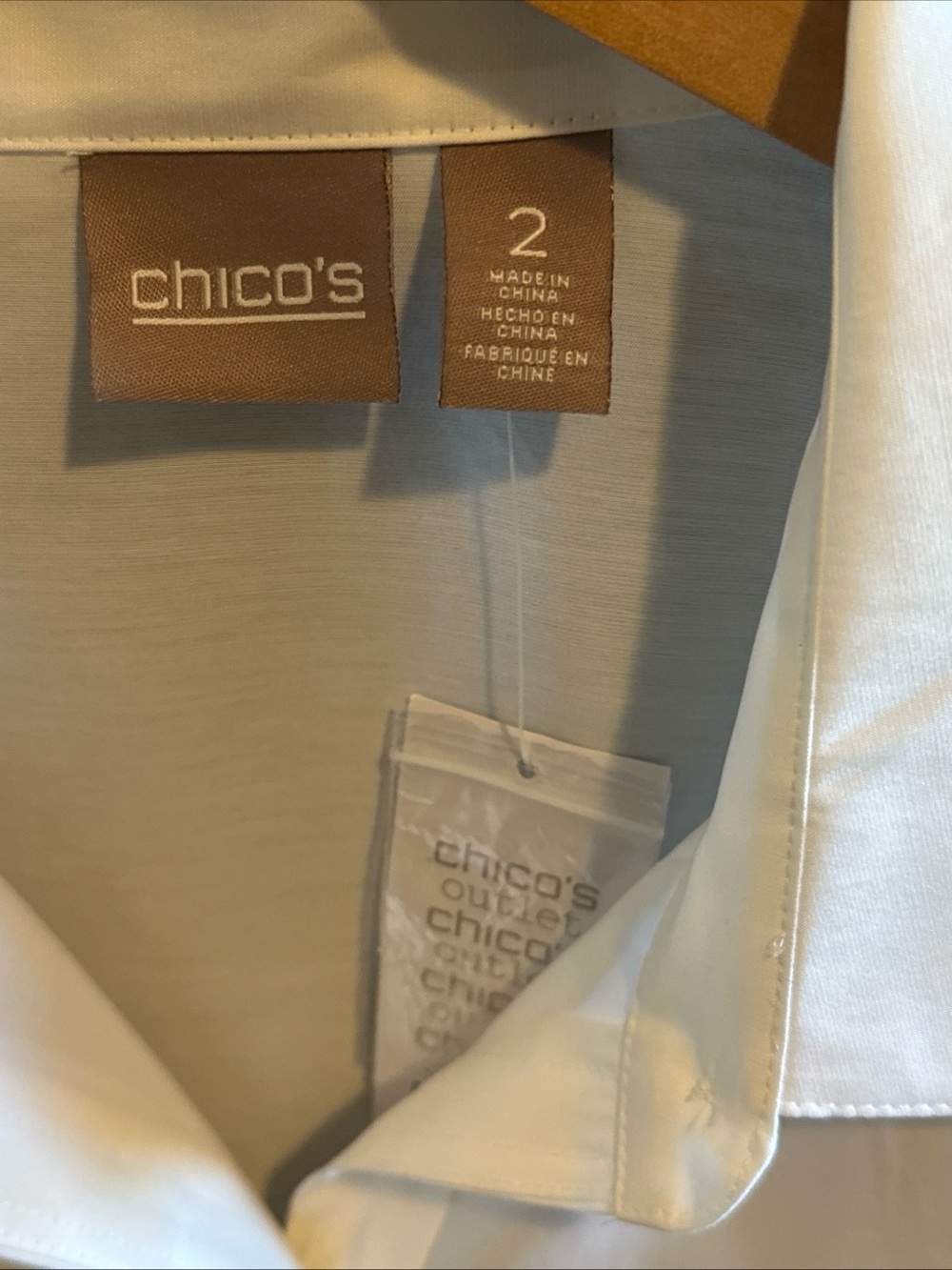 Chico's Women's White Button-Front Utility Shirt Size 2 - Picture 3 of 8